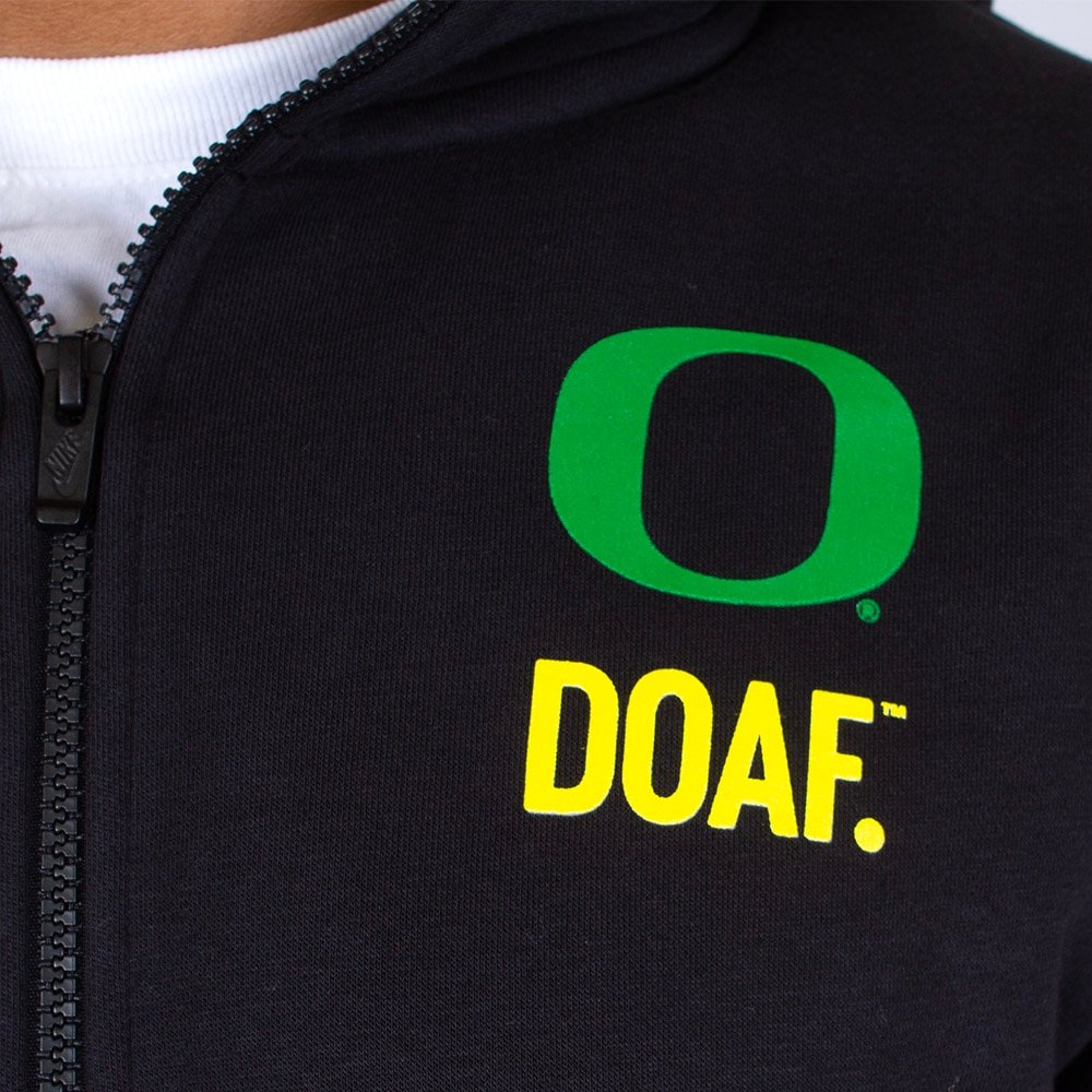 Classic Oregon O, Nike, Black, Full Zip, Cotton Blend, Men, Unisex, Ducks of a Feather, Fleece, Once a Duck Always a Duck, Hoodie, Sweatshirt, 915219